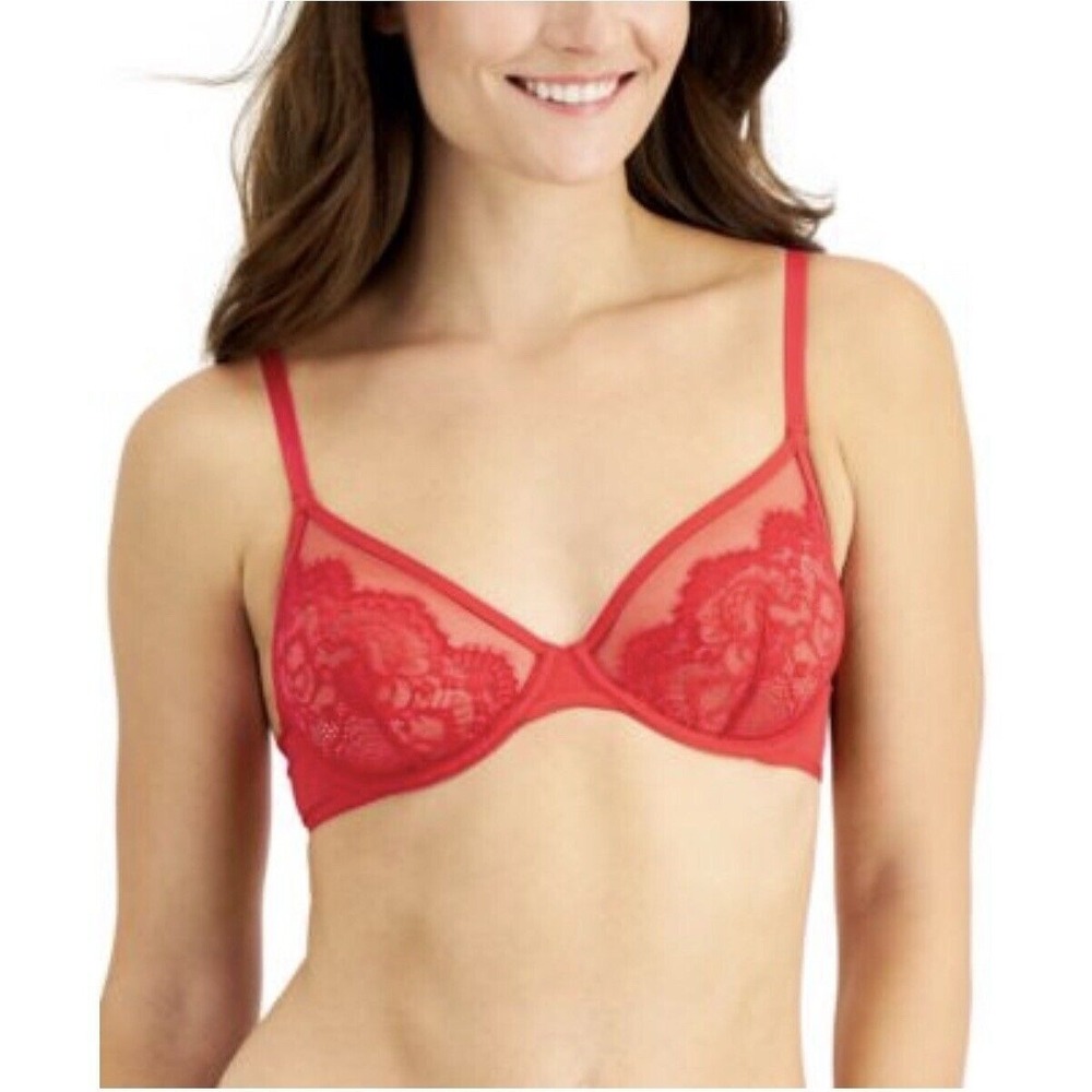 INC INTERNATIONAL CONCEPTS Underwire Lace Bra Sky Patrol Red Medium